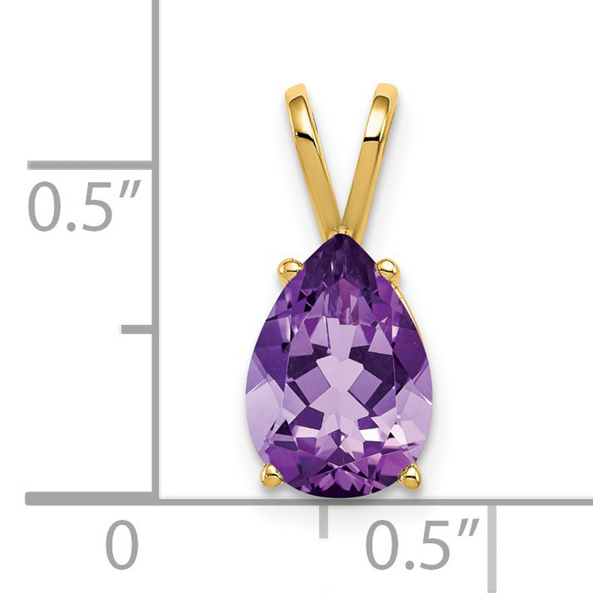 10x7mm Pear Amethyst Charm Pendant in Real 14k Yellow Gold