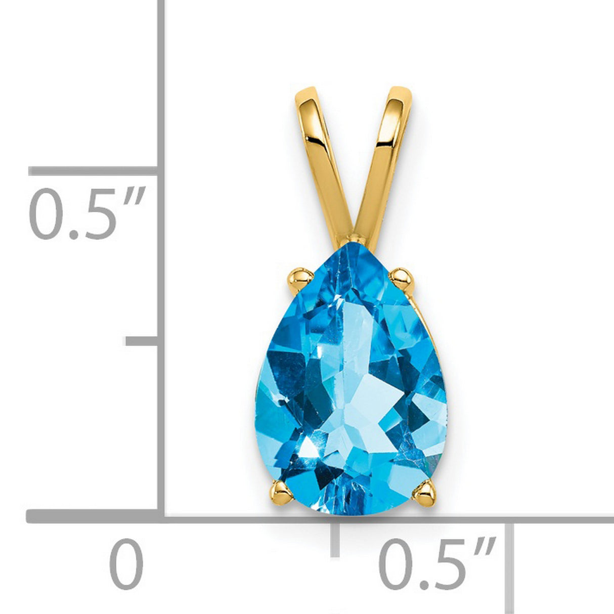 10x7mm Pear Blue Topaz Charm Pendant in Real 14k Yellow Gold