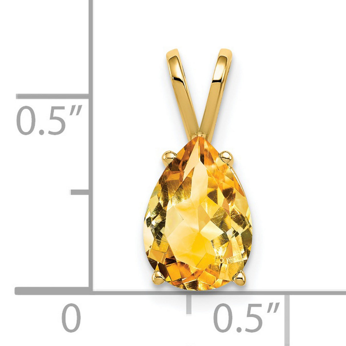 10x7mm Pear Citrine Charm Pendant in Real 14k Yellow Gold