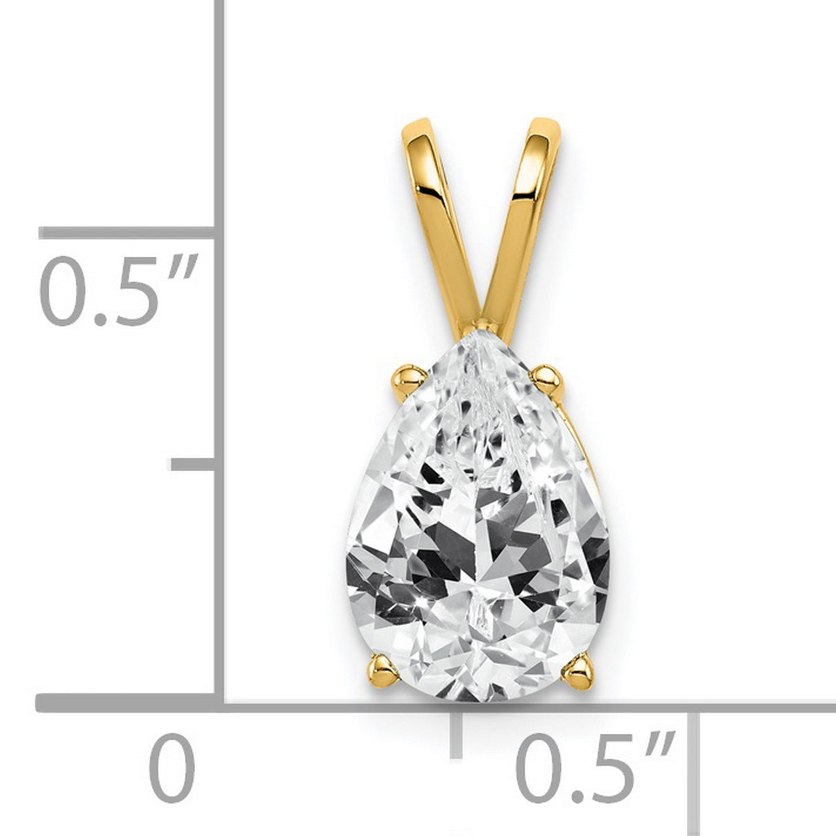 10x7mm Pear Cubic Zirconia Charm Pendant in Real 14k Yellow Gold