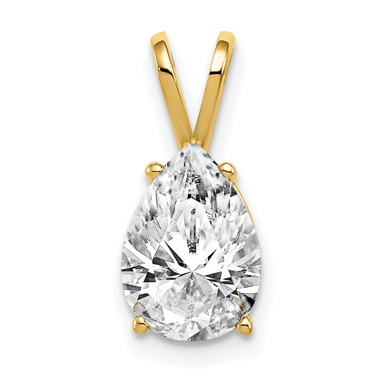 10x7mm Pear Cubic Zirconia Charm Pendant in Real 14k Yellow Gold