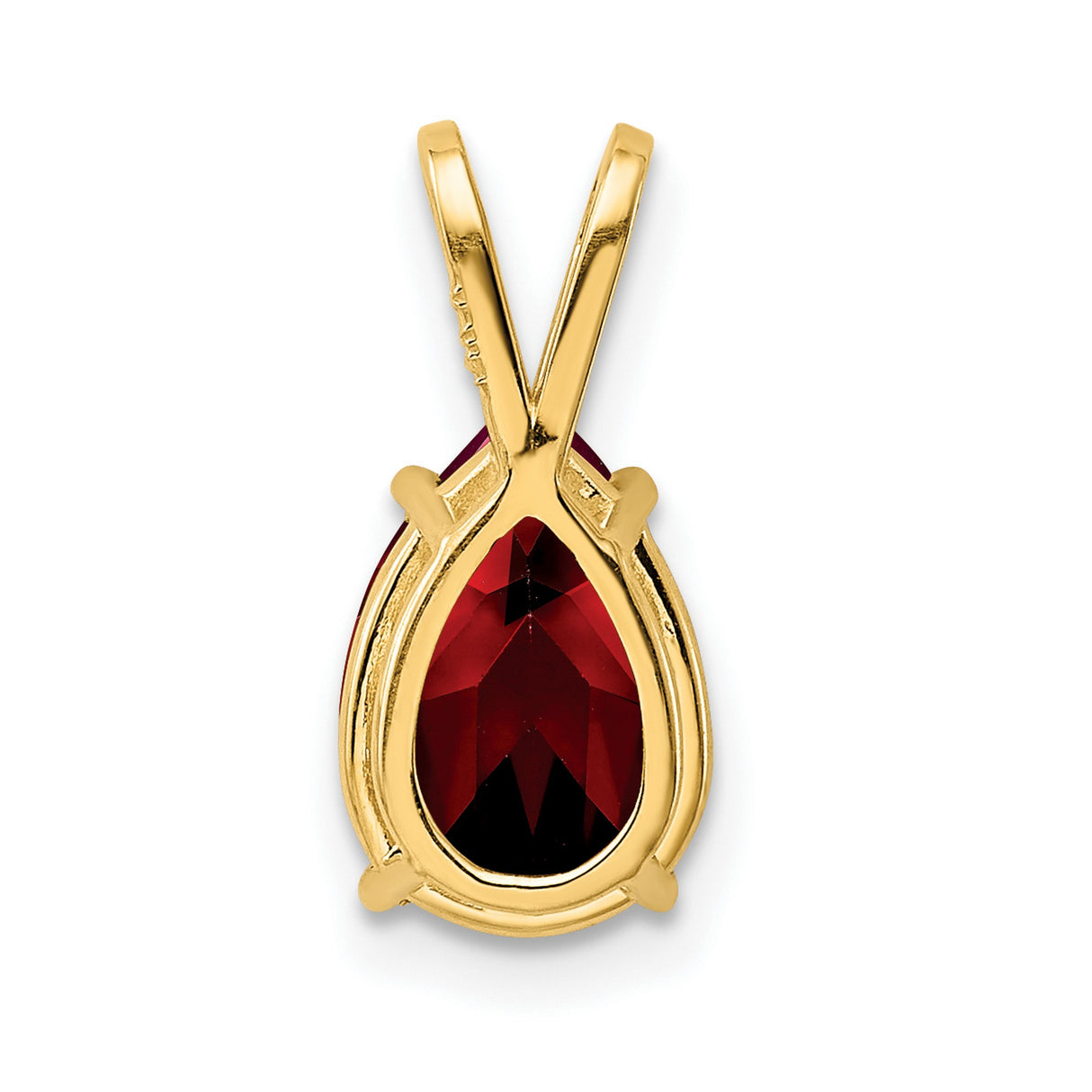 10x7mm Pear Garnet Charm Pendant in Real 14k Yellow Gold