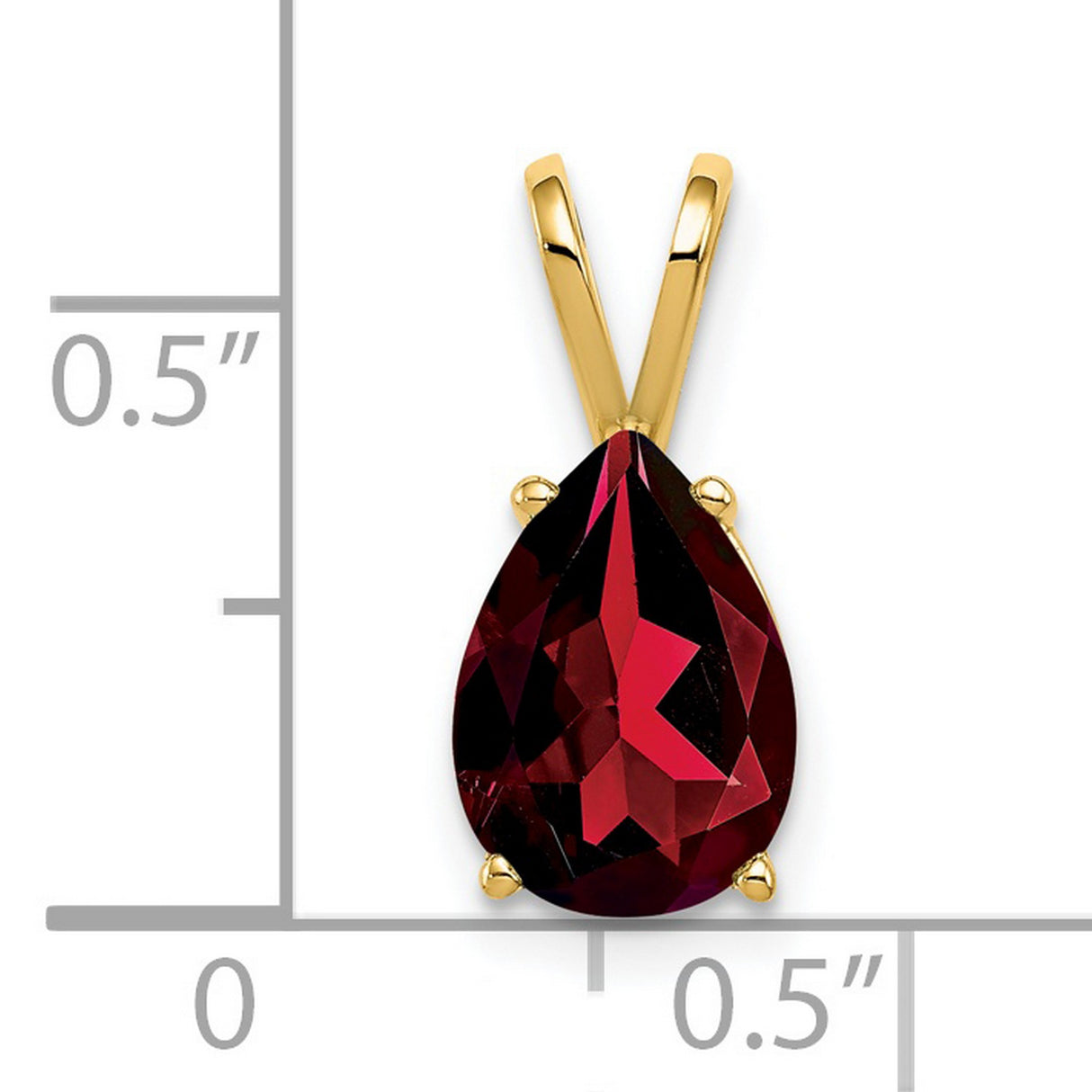 10x7mm Pear Garnet Charm Pendant in Real 14k Yellow Gold