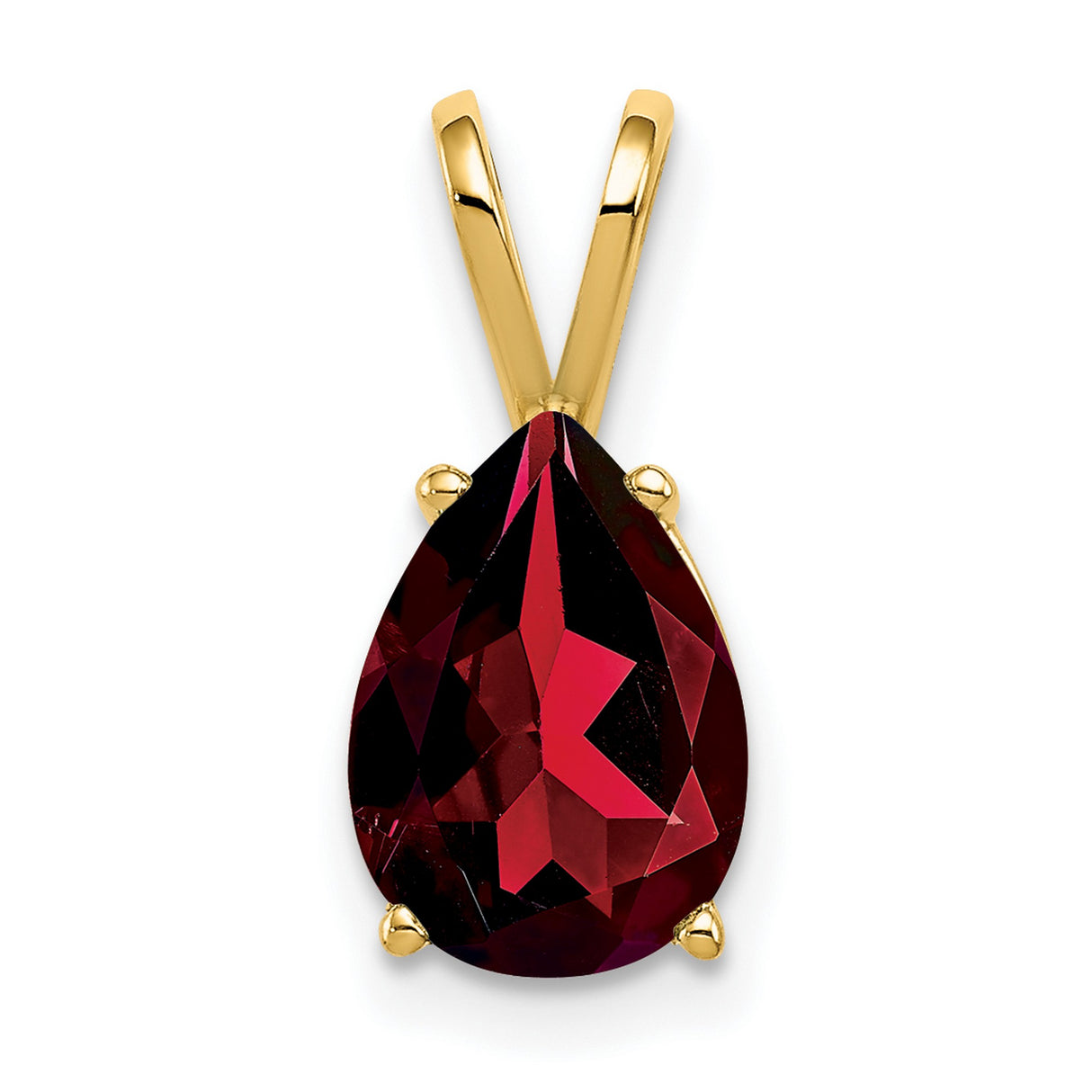 10x7mm Pear Garnet Charm Pendant in Real 14k Yellow Gold