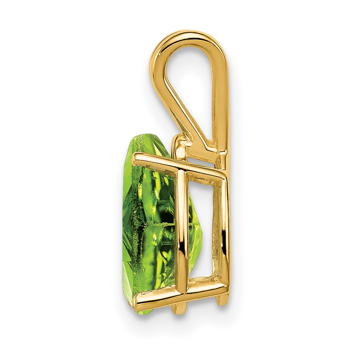 10x7mm Pear Peridot Charm Pendant in Real 14k Yellow Gold