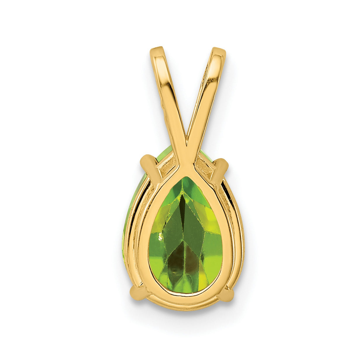 10x7mm Pear Peridot Charm Pendant in Real 14k Yellow Gold