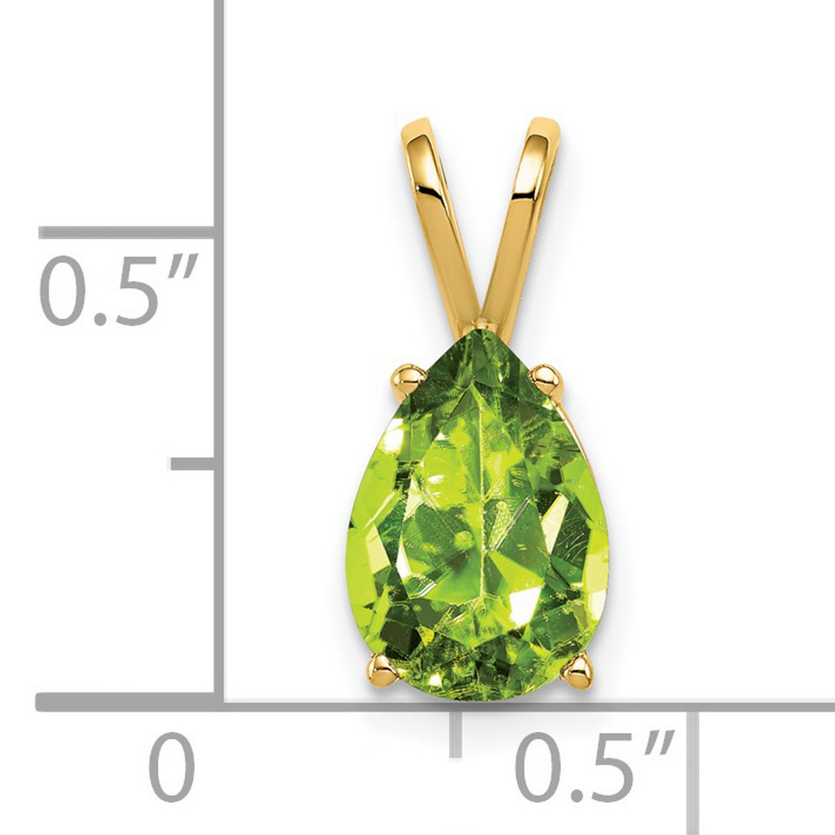 10x7mm Pear Peridot Charm Pendant in Real 14k Yellow Gold