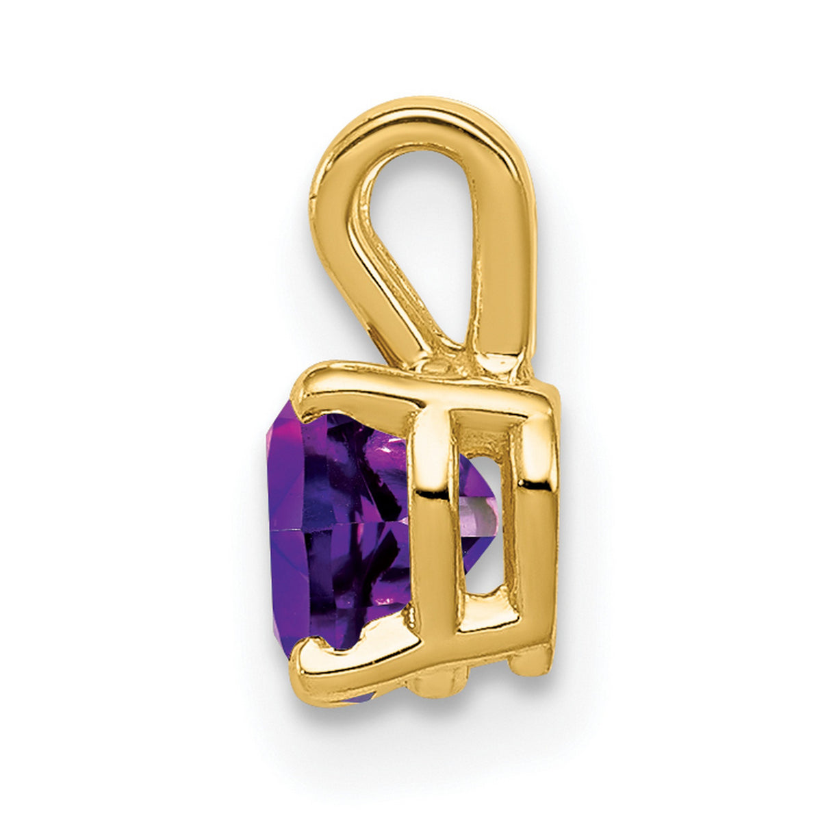 5mm Heart Amethyst Charm Pendant in Real 14k Yellow Gold