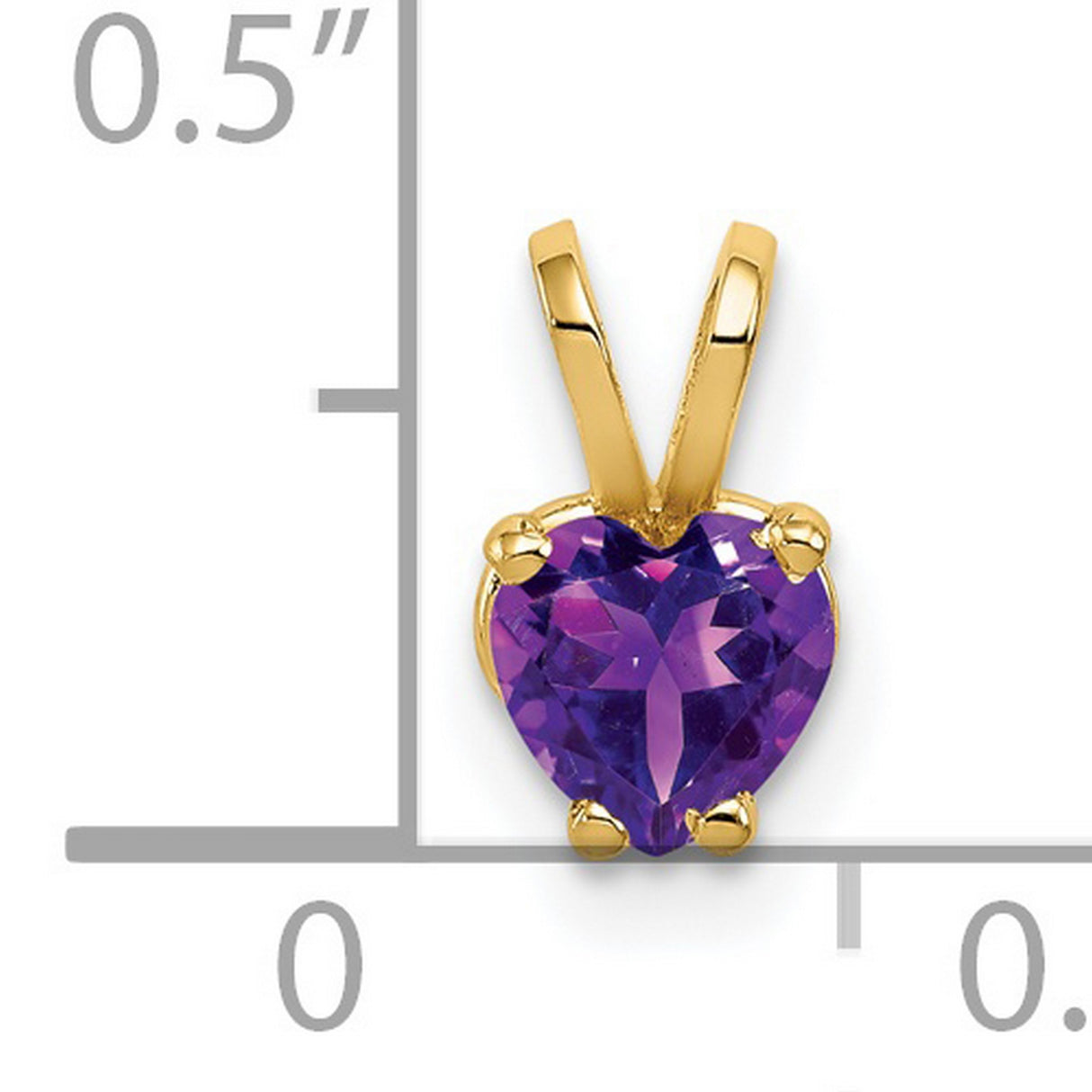 5mm Heart Amethyst Charm Pendant in Real 14k Yellow Gold