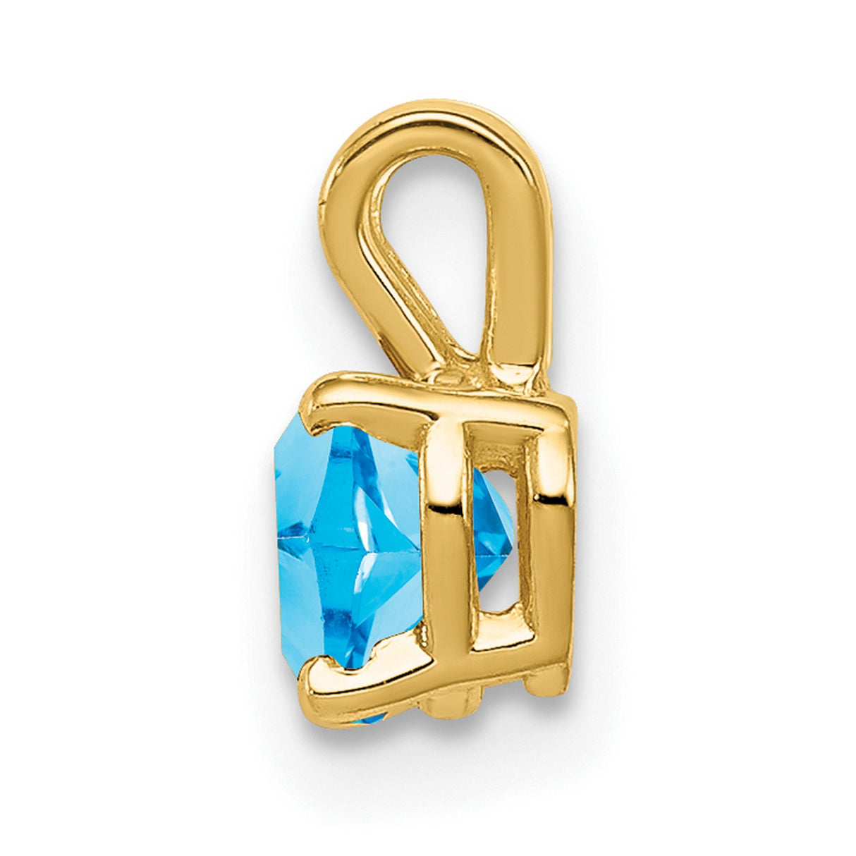 5mm Heart Blue Topaz Charm Pendant in Real 14k Yellow Gold