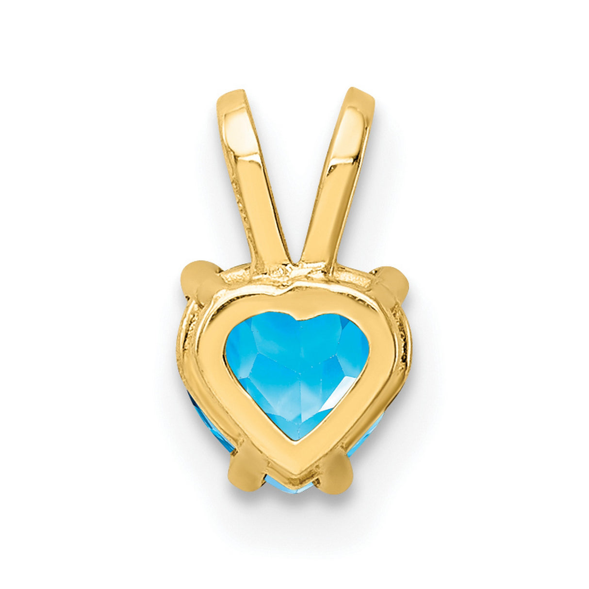 5mm Heart Blue Topaz Charm Pendant in Real 14k Yellow Gold