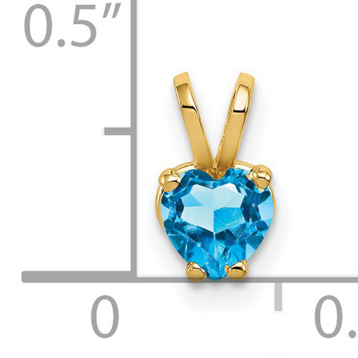 5mm Heart Blue Topaz Charm Pendant in Real 14k Yellow Gold