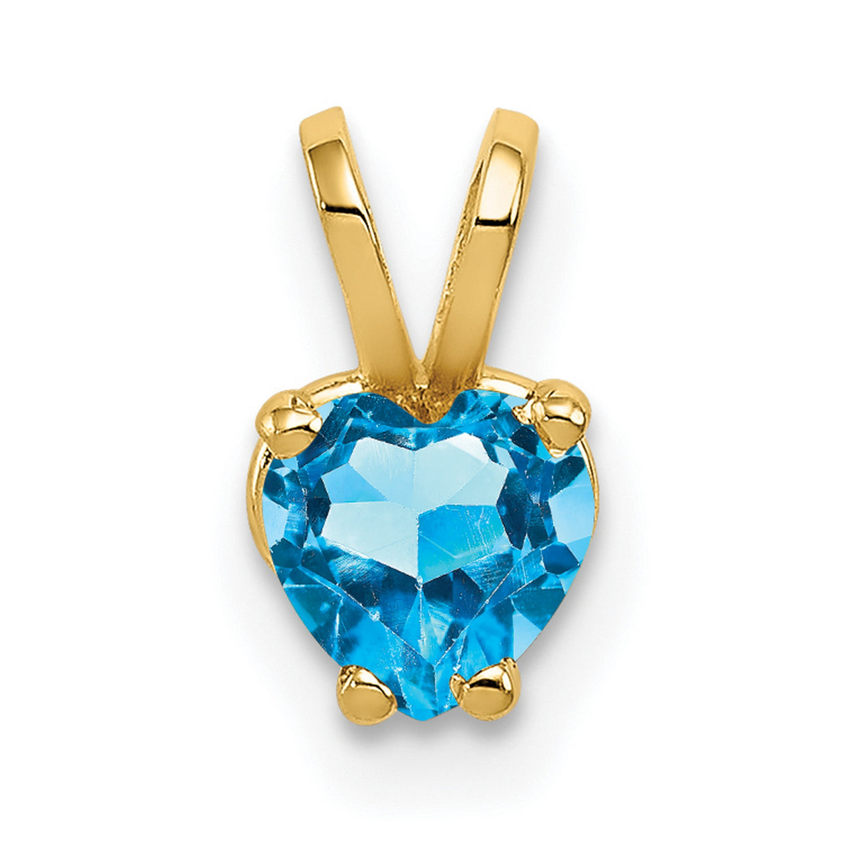 5mm Heart Blue Topaz Charm Pendant in Real 14k Yellow Gold