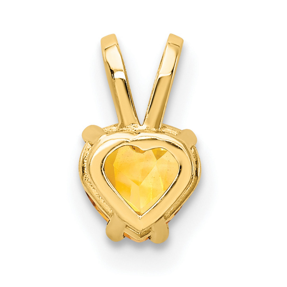 5mm Heart Citrine Charm Pendant in Real 14k Yellow Gold
