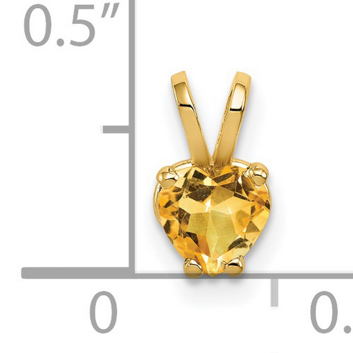 5mm Heart Citrine Charm Pendant in Real 14k Yellow Gold