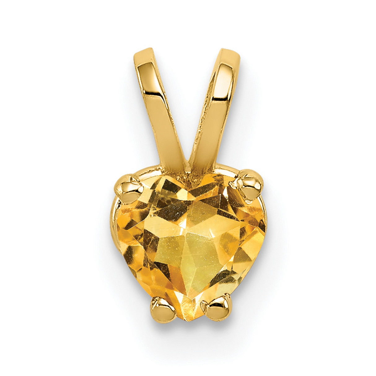 5mm Heart Citrine Charm Pendant in Real 14k Yellow Gold