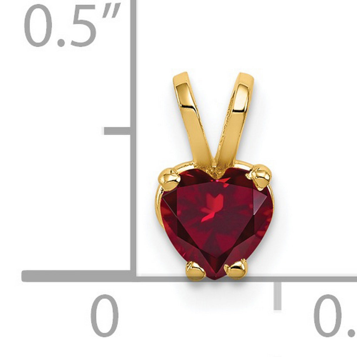 5mm Heart Created Ruby Charm Pendant in Real 14k Yellow Gold