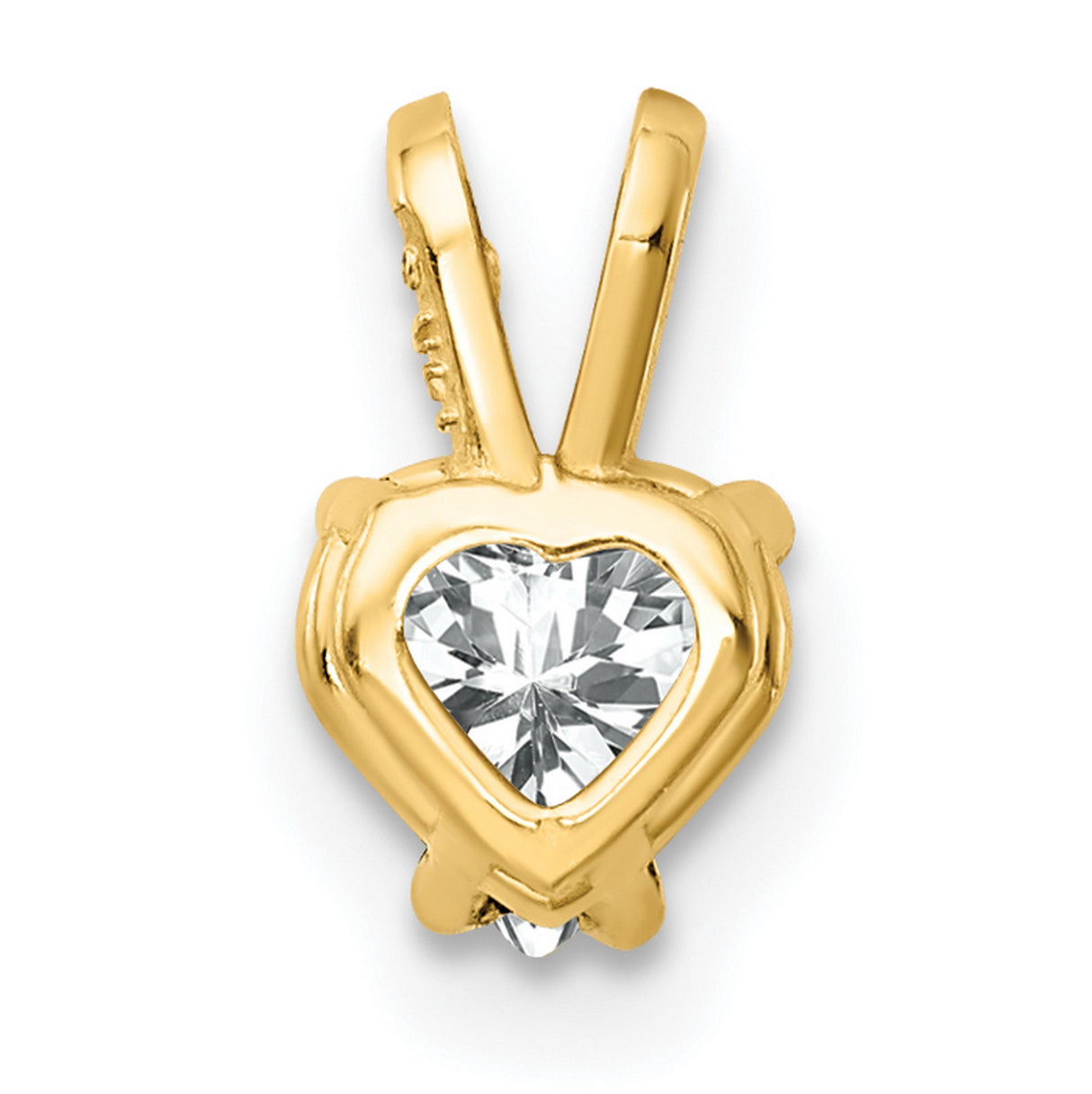 5mm Heart Cubic Zirconia Charm Pendant in Real 14k Yellow Gold