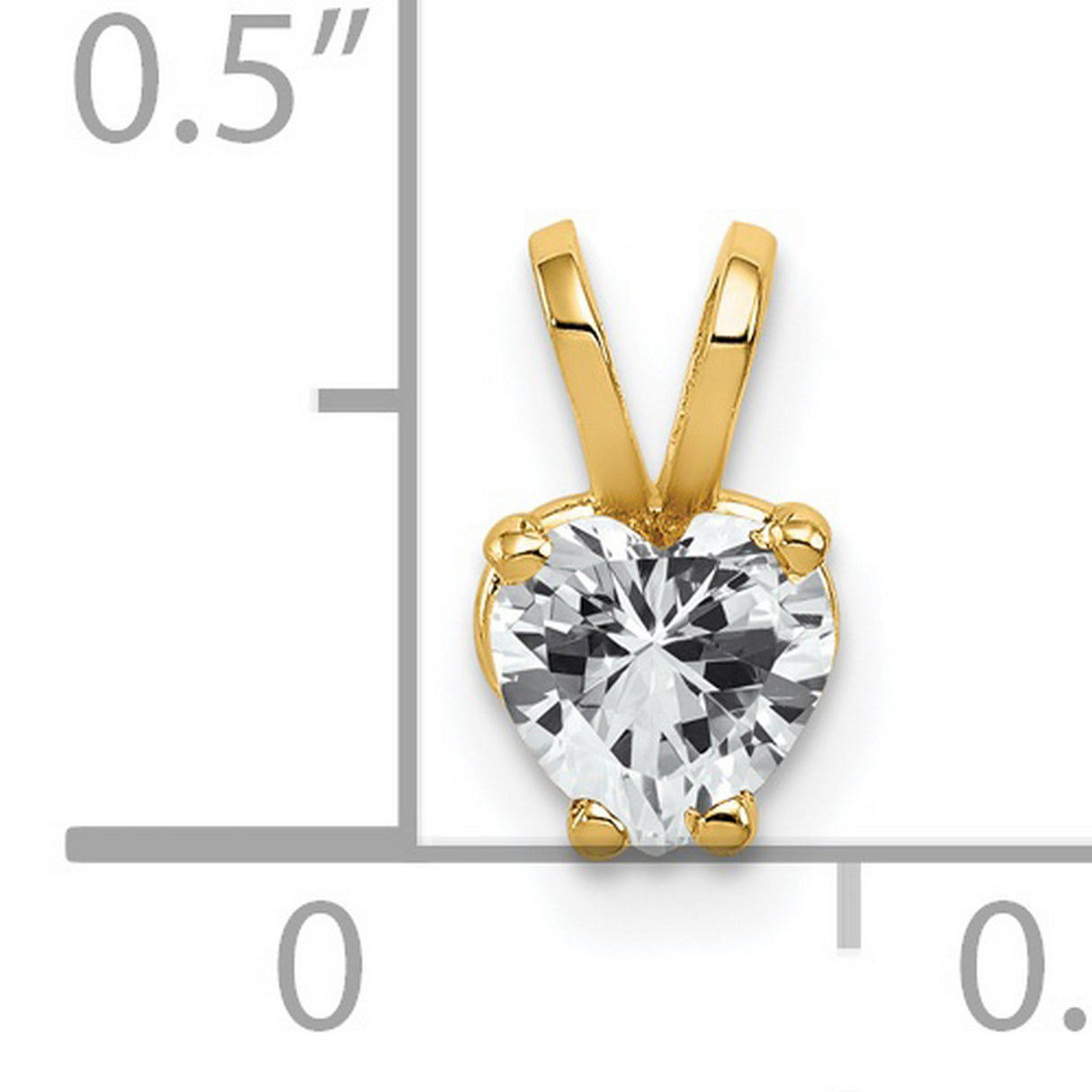 5mm Heart Cubic Zirconia Charm Pendant in Real 14k Yellow Gold