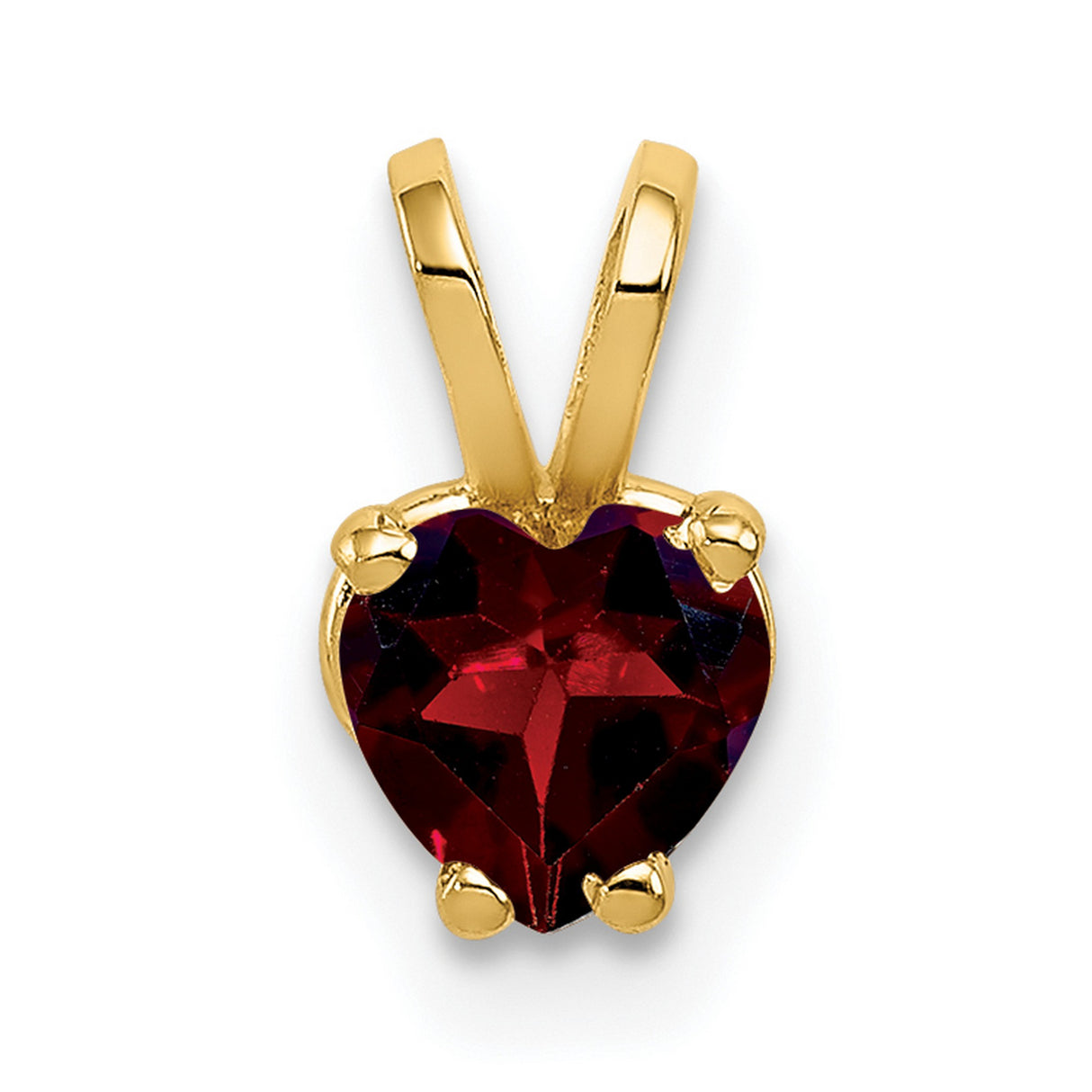 14k Yellow Gold Heart Pendant with Garnet Gemstone, Romantic Fine Jewelry Charm for Women