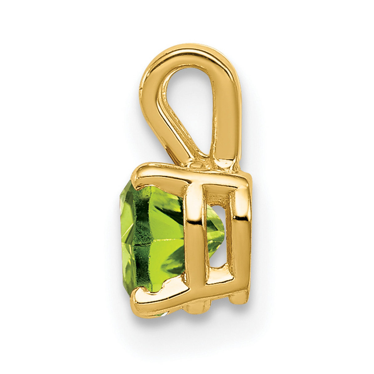 5mm Heart Peridot Charm Pendant in Real 14k Yellow Gold