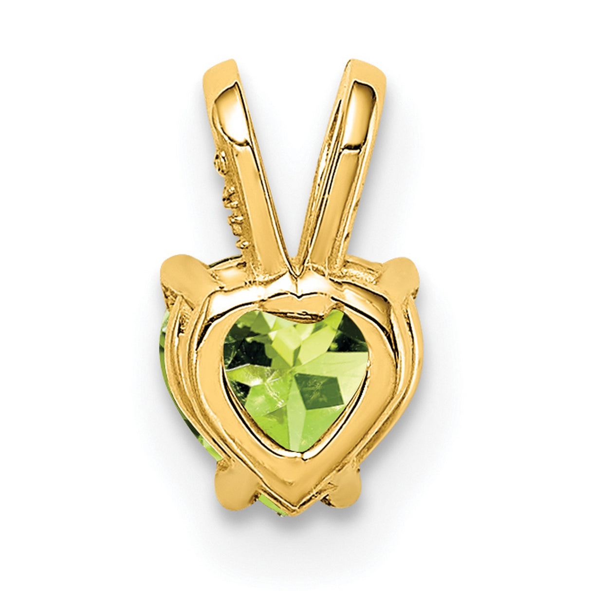 5mm Heart Peridot Charm Pendant in Real 14k Yellow Gold