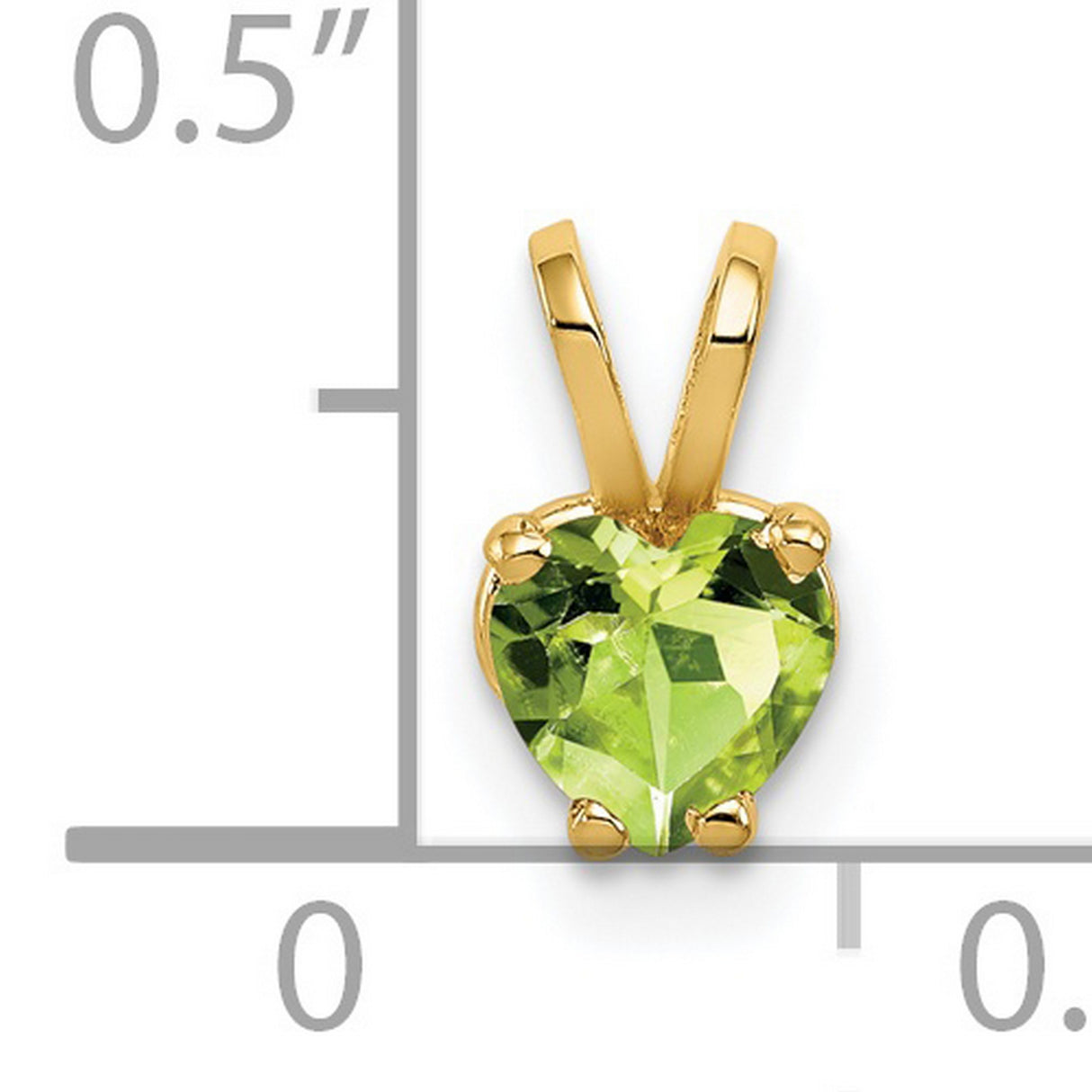 5mm Heart Peridot Charm Pendant in Real 14k Yellow Gold