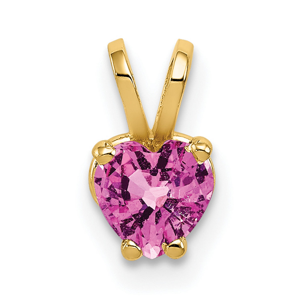 14k Yellow Gold Heart Pendant with Faceted Pink Sapphire, Romantic Jewelry for Women