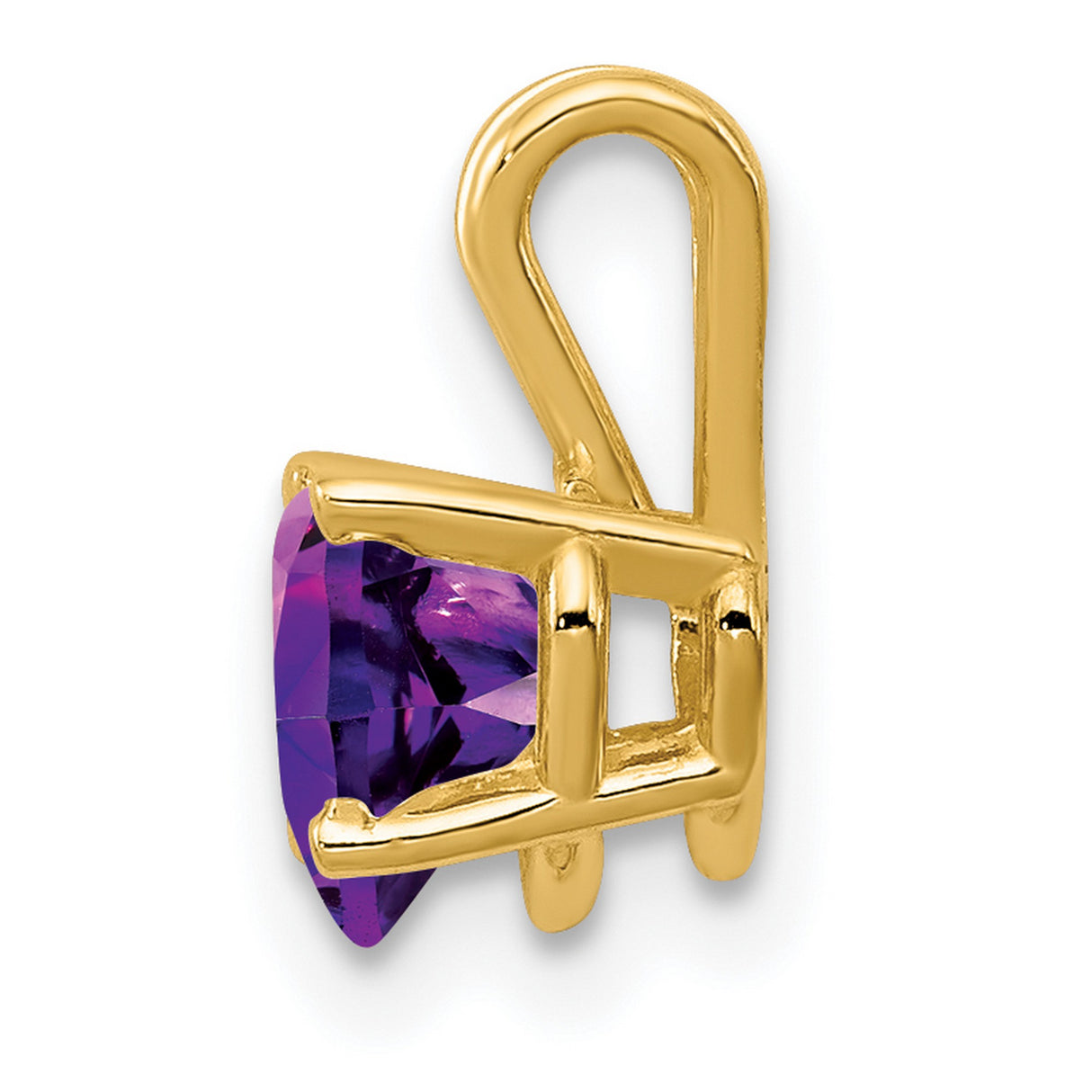 6mm Heart Amethyst Charm Pendant in Real 14k Yellow Gold
