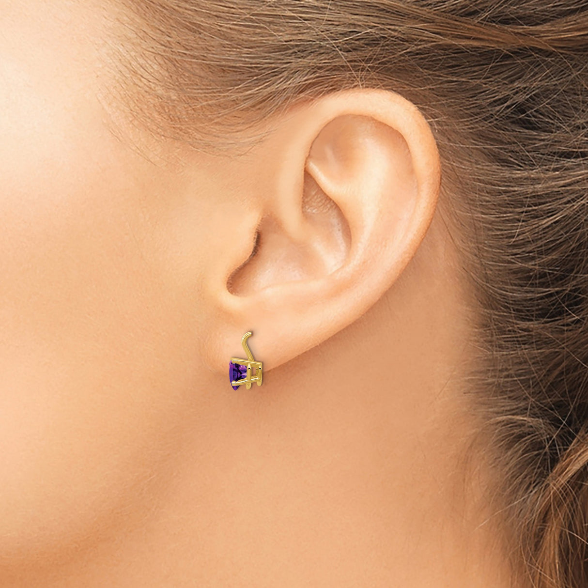 6mm Heart Amethyst Charm Pendant in Real 14k Yellow Gold