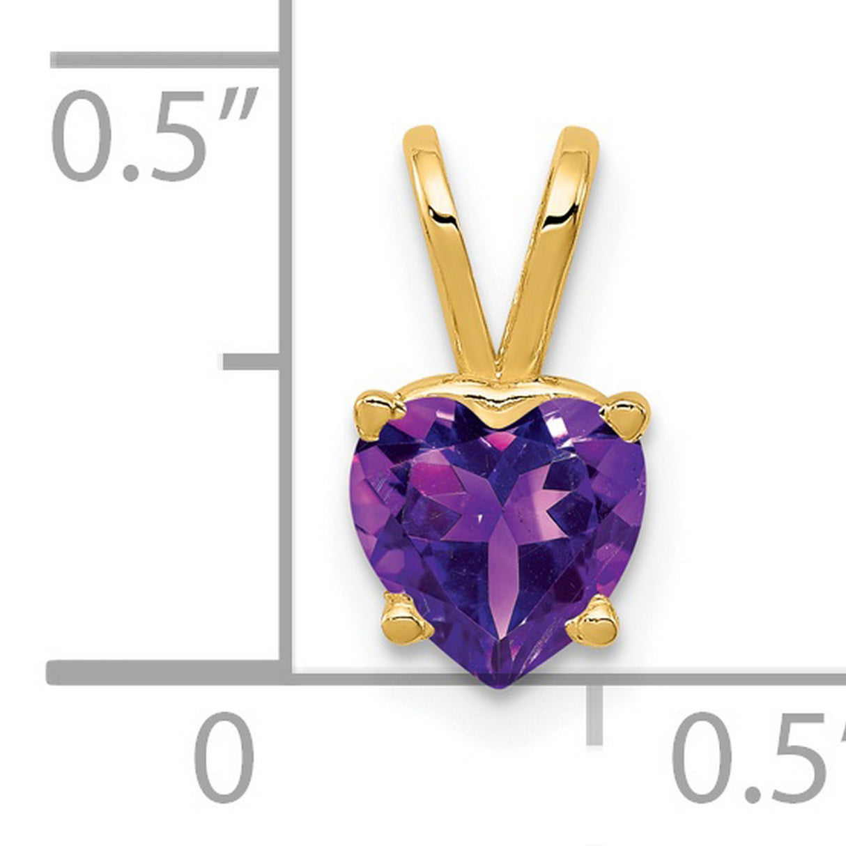 6mm Heart Amethyst Charm Pendant in Real 14k Yellow Gold