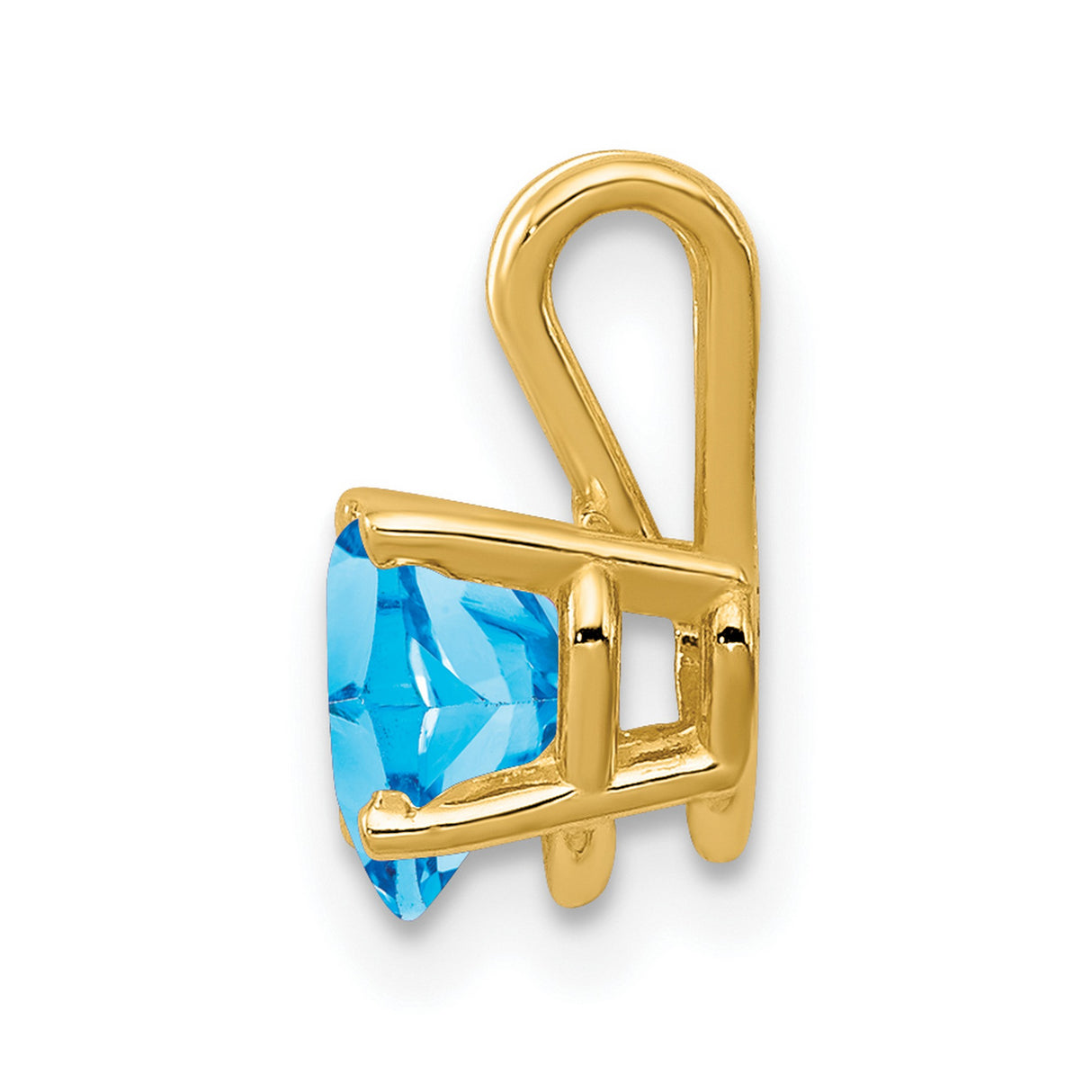 6mm Heart Blue Topaz Charm Pendant in Real 14k Yellow Gold