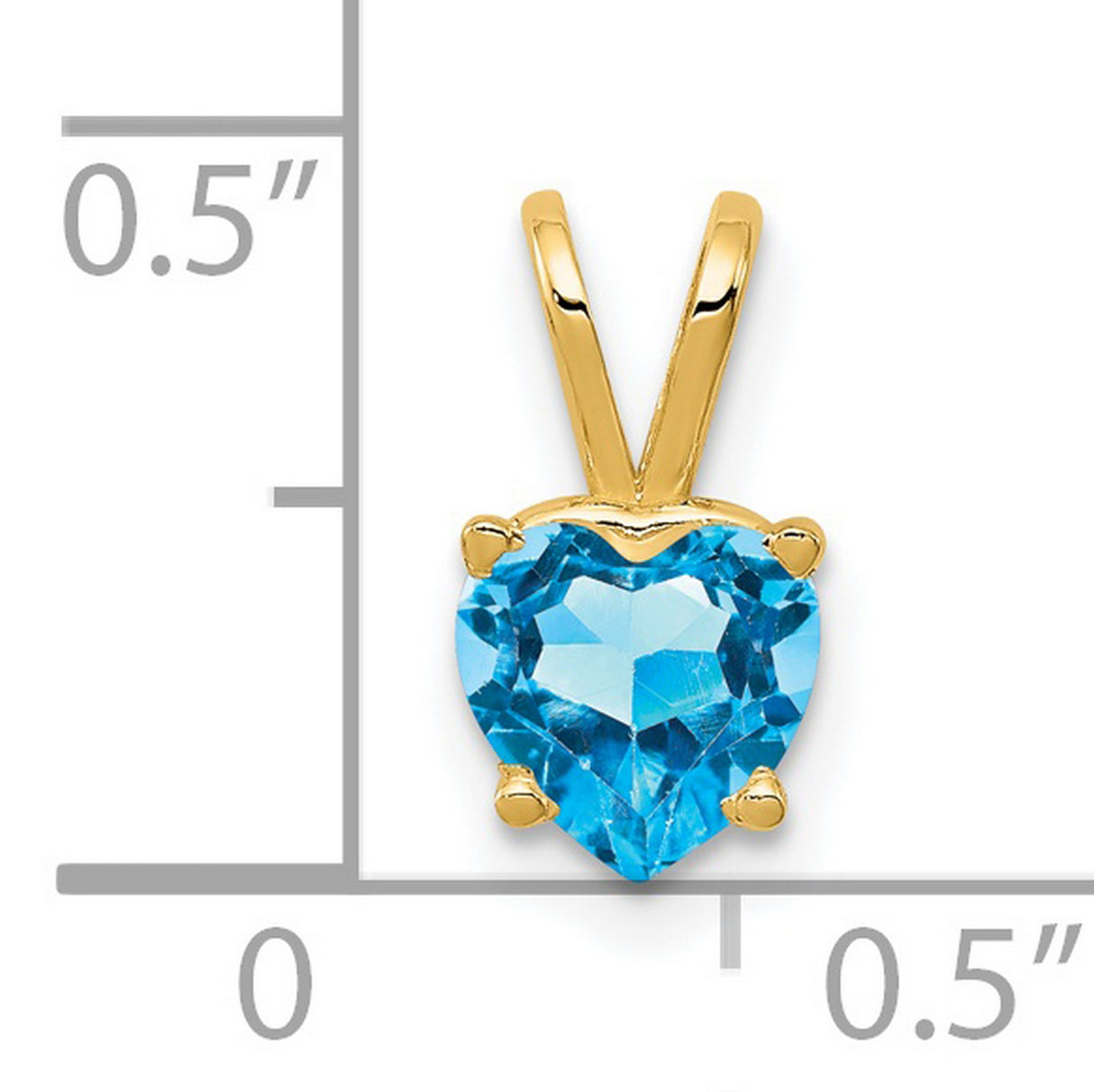 6mm Heart Blue Topaz Charm Pendant in Real 14k Yellow Gold