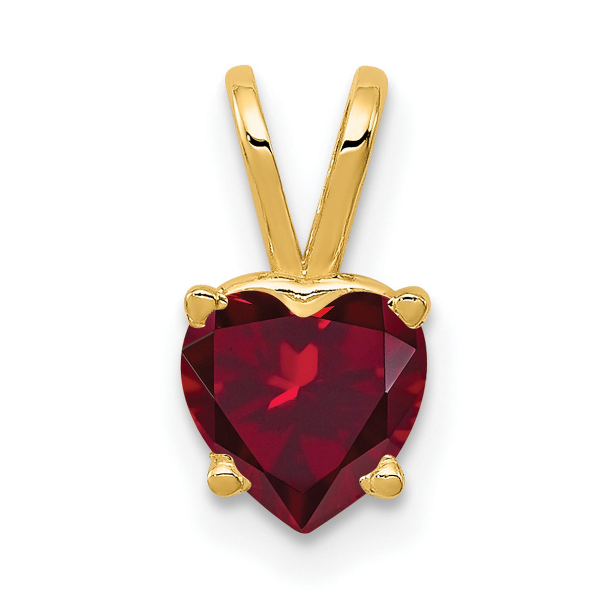 6mm Heart Created Ruby Charm Pendant in Real 14k Yellow Gold