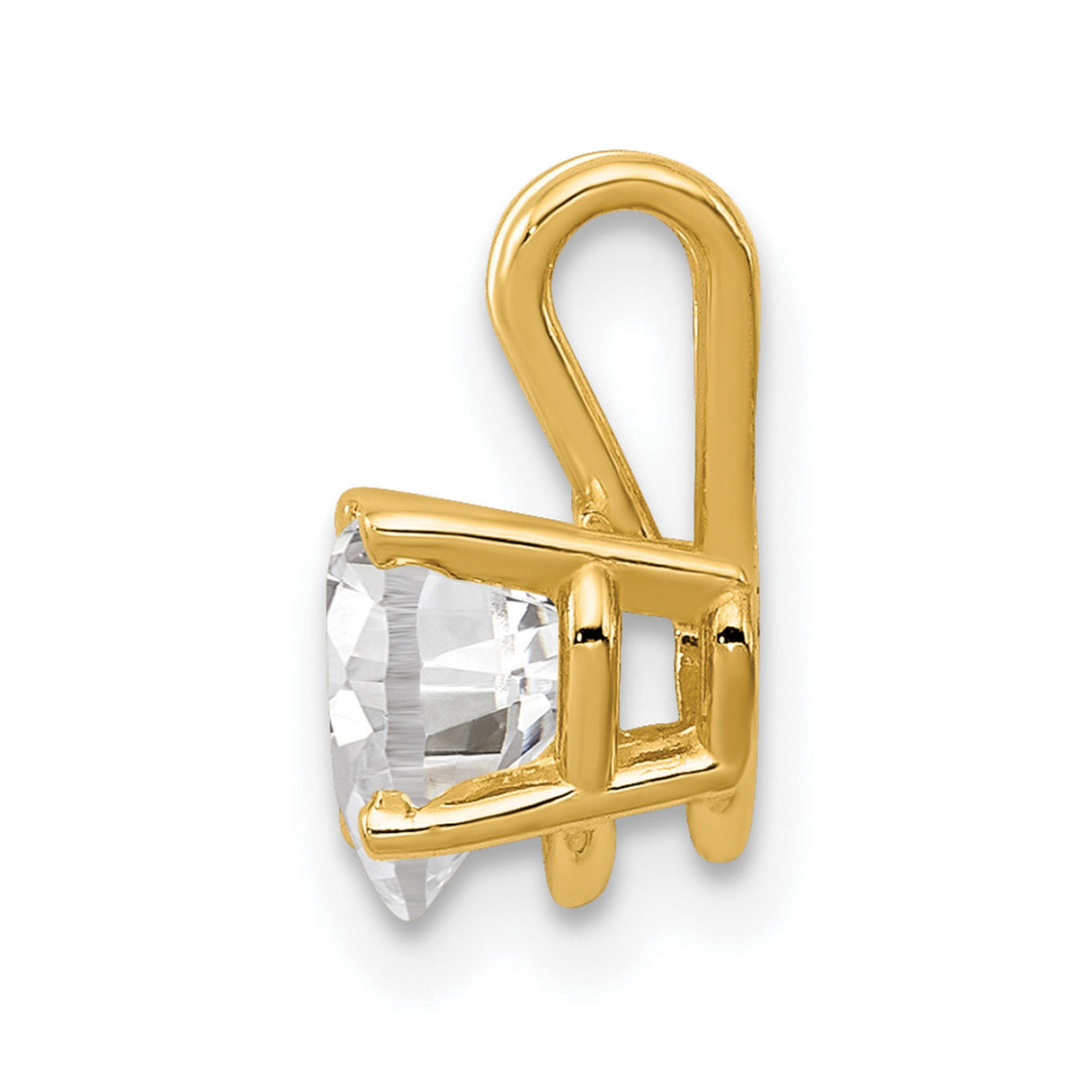 6mm Heart Cubic Zirconia Charm Pendant in Real 14k Yellow Gold