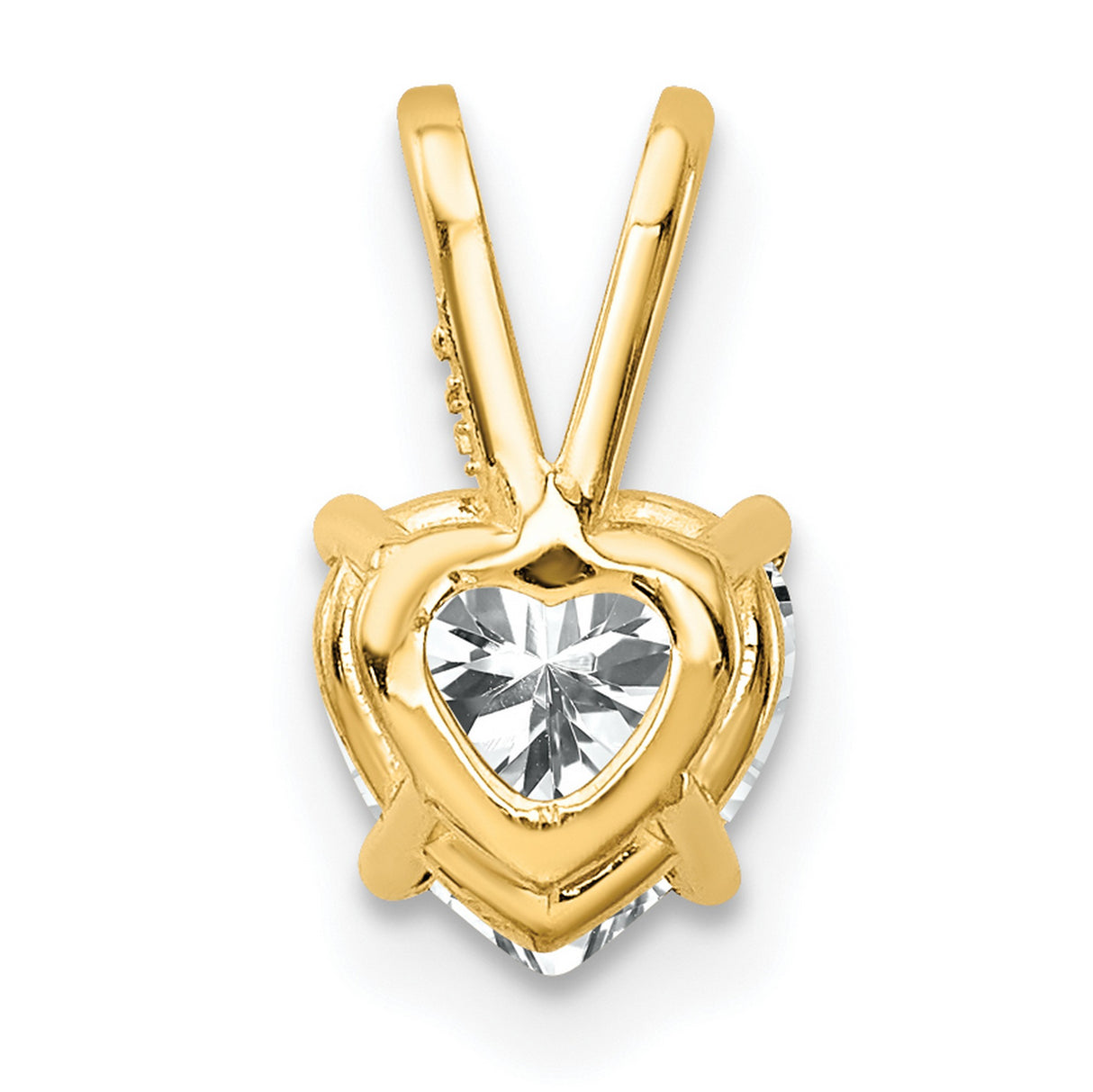 6mm Heart Cubic Zirconia Charm Pendant in Real 14k Yellow Gold