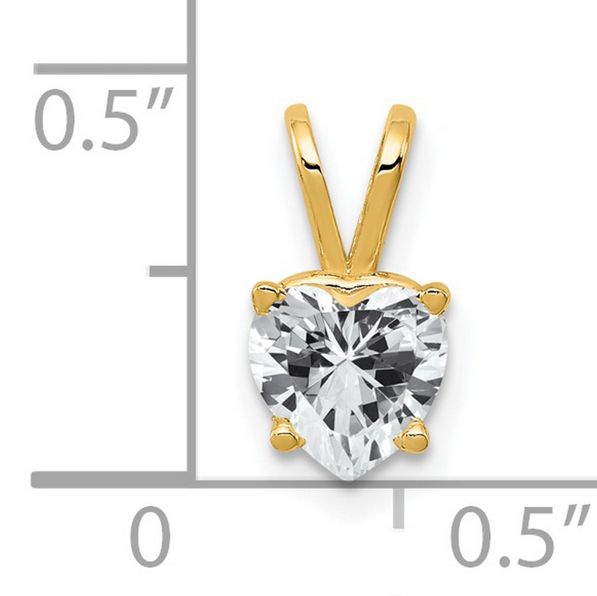 6mm Heart Cubic Zirconia Charm Pendant in Real 14k Yellow Gold