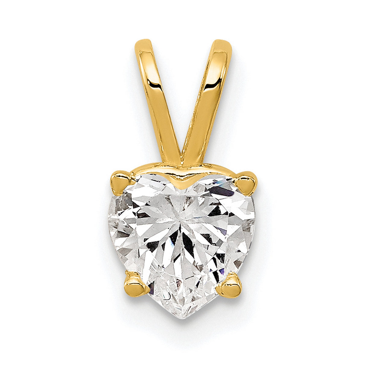 6mm Heart Cubic Zirconia Charm Pendant in Real 14k Yellow Gold