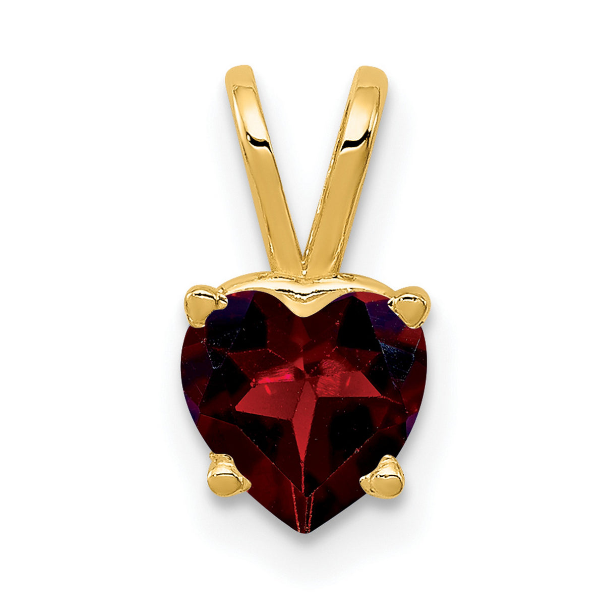 6mm Heart Garnet Charm Pendant in Real 14k Yellow Gold