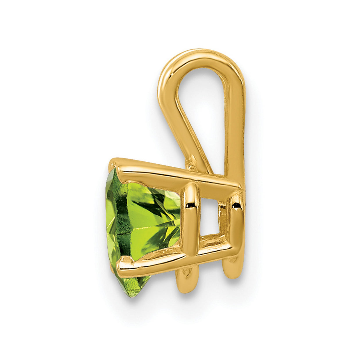 6mm Heart Peridot Charm Pendant in Real 14k Yellow Gold
