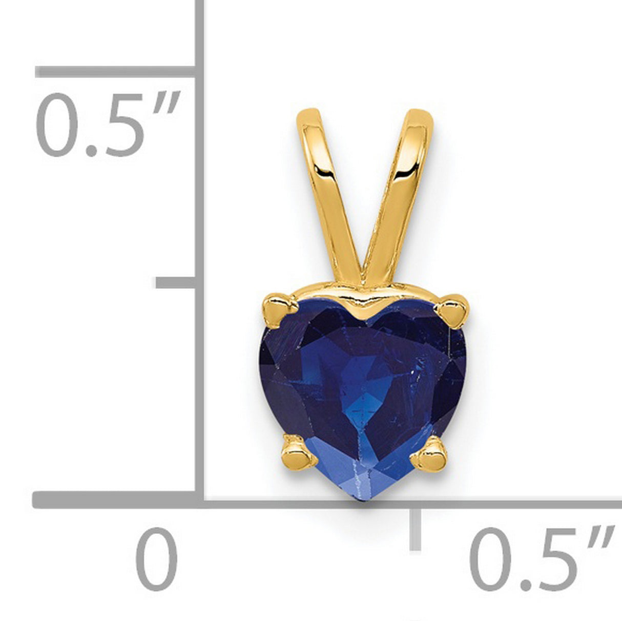 6mm Heart Sapphire Charm Pendant in Real 14k Yellow Gold