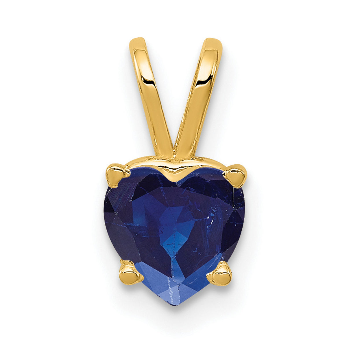 6mm Heart Sapphire Charm Pendant in Real 14k Yellow Gold