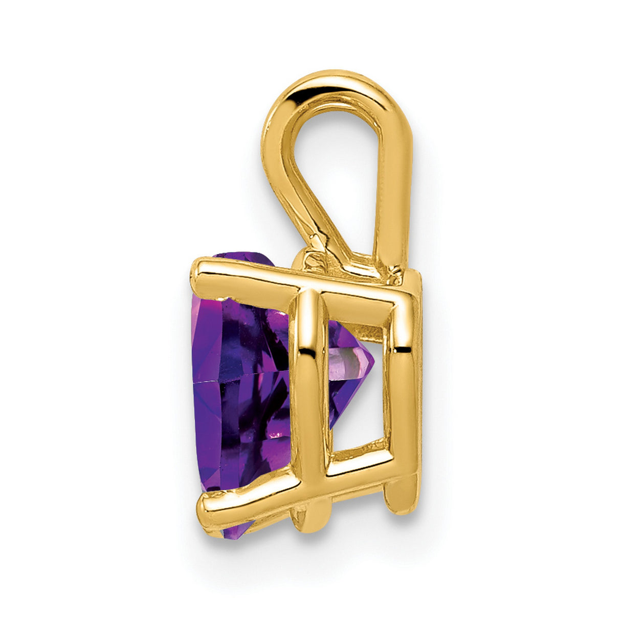 7mm Heart Amethyst Charm Pendant in Real 14k Yellow Gold