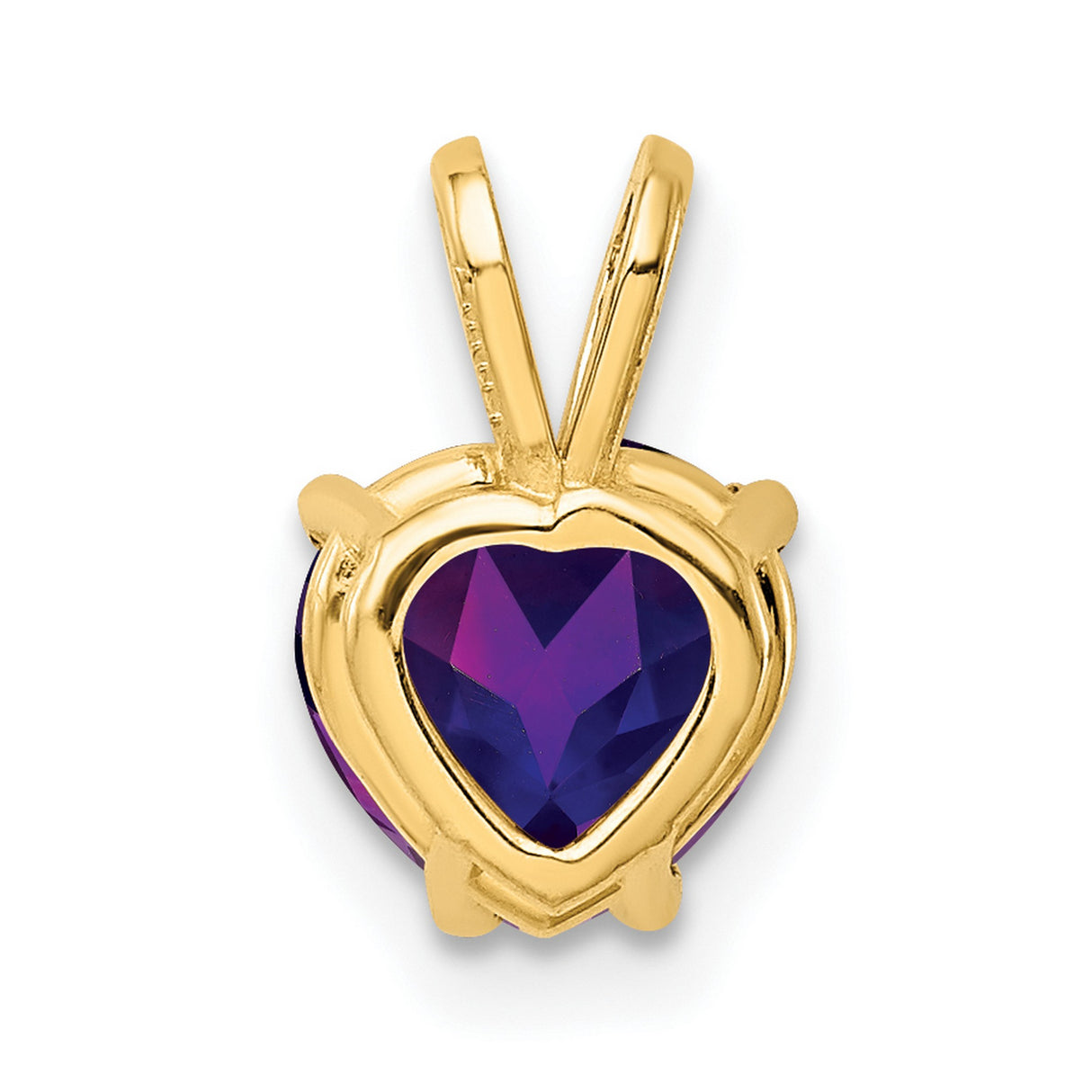 7mm Heart Amethyst Charm Pendant in Real 14k Yellow Gold