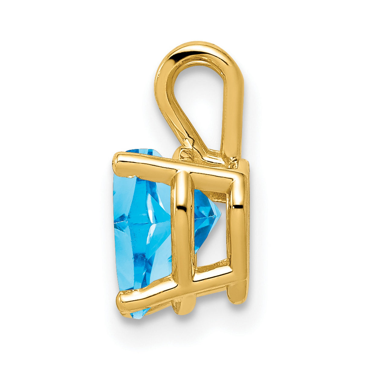 Blue Topaz Charm Pendant in Real 14k Yellow Gold