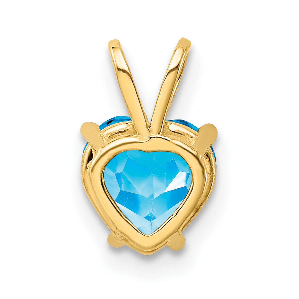 Blue Topaz Charm Pendant in Real 14k Yellow Gold