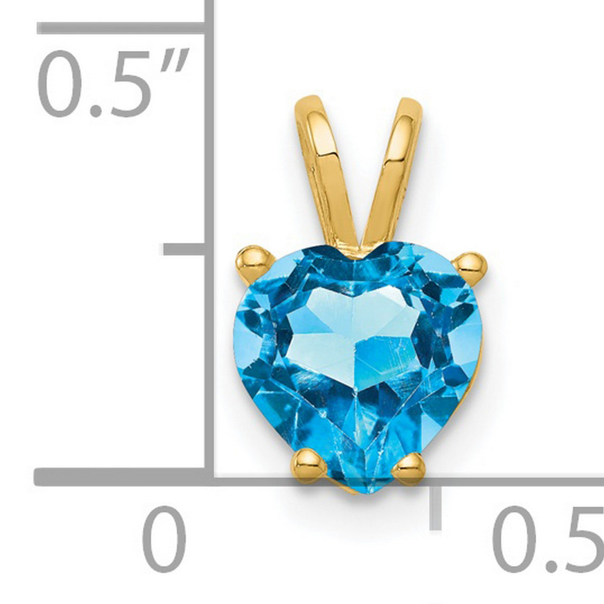 Blue Topaz Charm Pendant in Real 14k Yellow Gold
