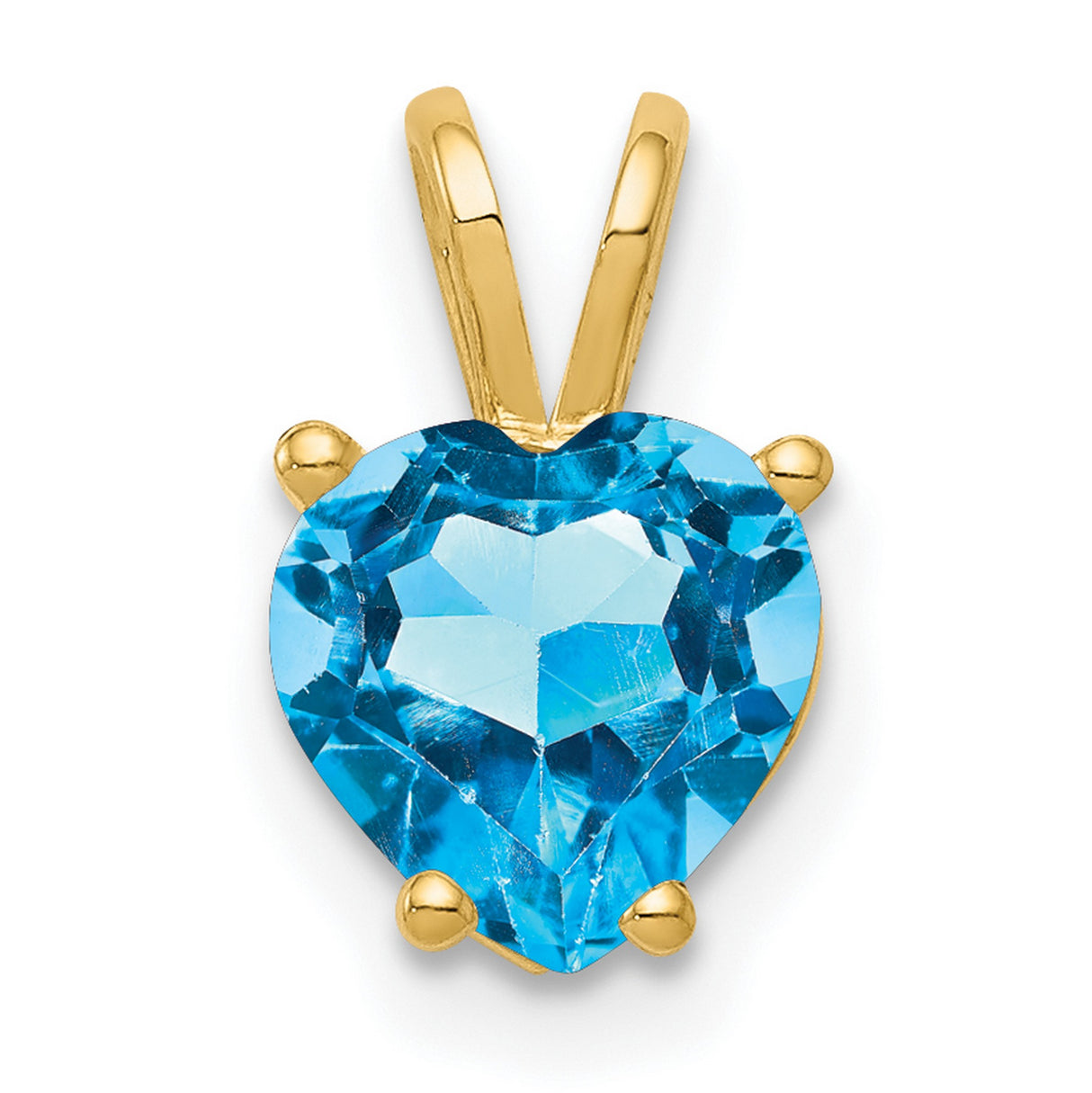 Blue Topaz Charm Pendant in Real 14k Yellow Gold