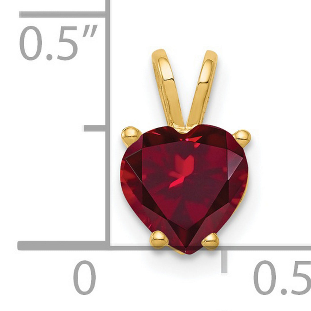 7mm Heart Created Ruby Charm Pendant in Real 14k Yellow Gold