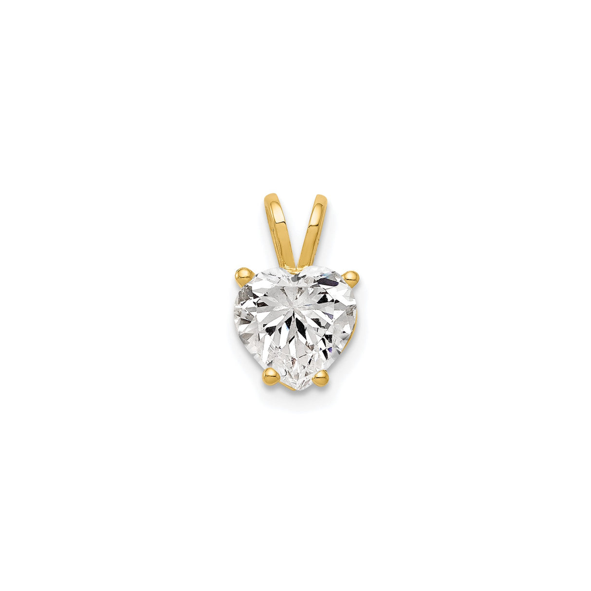 14k Yellow Gold Heart Pendant with Solitaire Cubic Zirconia, Romantic Jewelry for Women